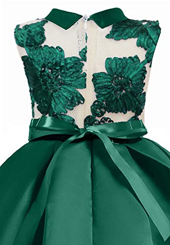 AYOMIS Flower Girl Pageant Dress Kids Party Embroidery Wedding Dresses 2-9 Years(Green,8-9Y) - Thumbnail 6