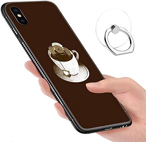 iPhone X Case,iPhone Xs Cases Tempered Glass Pattern Painted Monday Bath Sloth Coffee Bumper Cover for iPhone X/XS