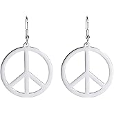 Peace Sign Symbol Earrings Geometric Large Round Statement Earrings Hippie Studs Jewelry Accessories Women