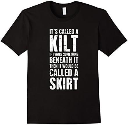 Mens Funny Distressed Kilt T-Shirt Large Black