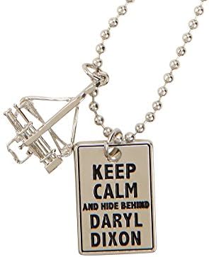 The Walking Dead Beadshot Keep Calm and Hide Behind Daryl Dixon Pendant Necklace