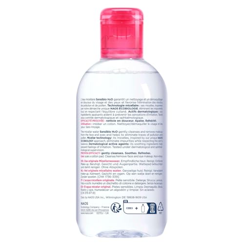 BIODERMA SENSIBIO H2O MICELLAR WATER, MAKEUP REMOVER CLEANSER, GENTLE FOR SKIN, FRAGRANCE-FREE & ALCOHOL-FREE, GENTLE FACE CLEANSER FOR SENSITIVE SKIN, 8.4 FL OZ