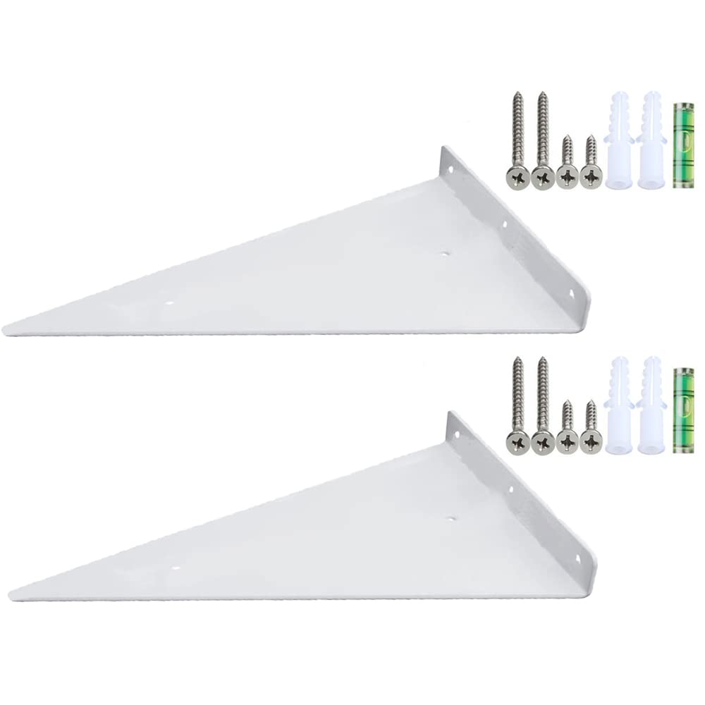 Heavy Duty Triangle Shelf Supports, Multifunctional Wall-Mounted Floating Countertop Angle Brackets, Pack of 2, White, 170mm*280mm