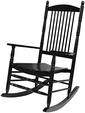 Caymus Patio Outdoor Procher Wood Rocking Chairs for Adult, Black