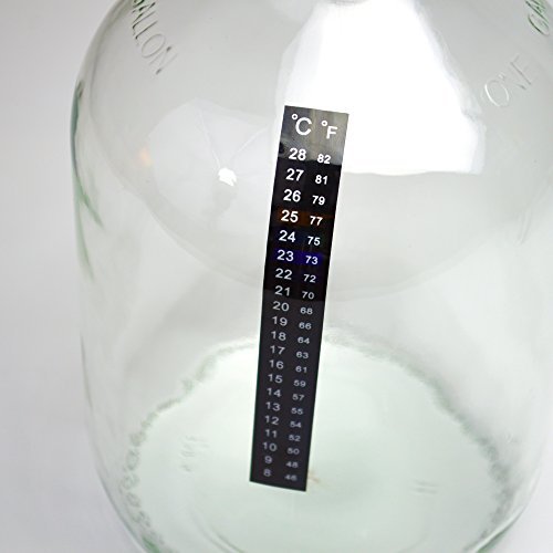 Fermenter Adhesive Crystal Strip Thermometer 46-82F (8-28C) - Ideal for Kombucha, Beer, Wine, Brewing and Fermentation