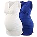 KUCI Maternity Nursing Tank Top, Women Maternity Pajama Tops Nursing Cami Sleep Bra for Breastfeeding (S, Blue+White/2Pack)