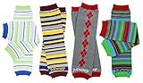 juDanzy 4-pack Organic baby & toddler leg warmers gift set for boys & girls (One Size (12 pounds to 10 years), Jazzy Boy)