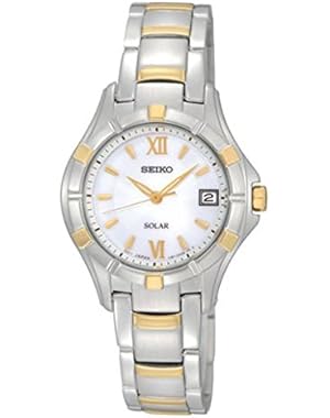 Seiko Women's Solar Two Tone Watch White Dial SUT050
