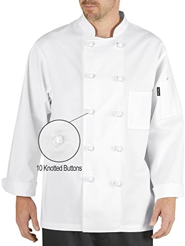 Chef Code Professional Chef Coat with 10 Cloth Knot Buttons CC121