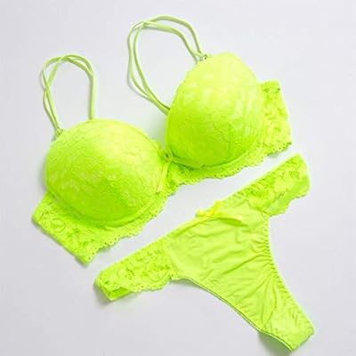 Ropa Interior Conjuntos Conjunto de ropa interior sexy verde neón superior Sujetadores de algodón Sujetador de algodón Ropa interior de mujer Conjunto de tanga Encaje Tallas grandes Sujetador push up: Amazon.es: Hogar