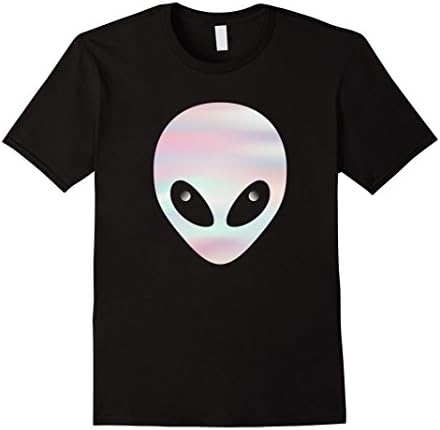 Mens ALIEN HEAD T SHIRT HOLO EFFECT Large Black