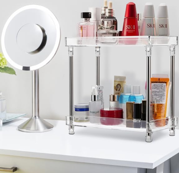 KSDSOAM 2 Tier Bathroom Counter Organizer, Clear Bathroom Countertop