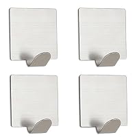 Labkiss Self Adhesive, SUS304 Stainless Steel Robe Coat Towel, Super Power 3 M Heavy Duty Wall Mount Key Hook Rack, No Drill No Screw, Waterproof, for Kitchen Bathroom Toilet, 4 Pieces