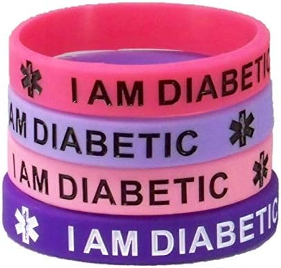Silicone Diabetes 4 Pack Purple and Pink Medical I.D. Bracelet
