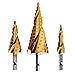 Knoweasy HSS Titanium Coated Spiral Grooved Step Drill 3-Piece Set,4-12mm/4-20mm/4-32mm Drill Bits Set,Used for Drilling Plate Aluminum Metal Wood Hole, Large Hole Drill Suitable for DIY Lovers
