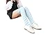 Womens Striped Thigh High Over Knee Stocking Socks(blue&white narrow stripe) YSW03C