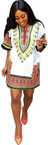 Dress,NOMENI Women African Print Dress Casual Straight Print Above Knee Mini Dresses (M)