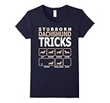 Womens Stubborn Dachshund Tricks T-Shirt Tshirt XL Navy