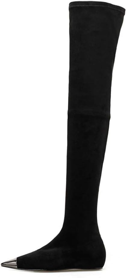 black thigh boots flat