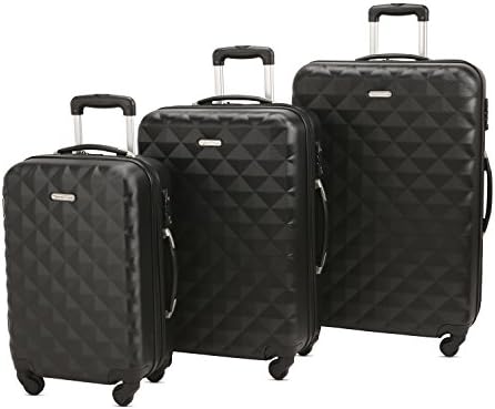 3 Piece Luggage Set Durable Lightweight Hard Case Spinner Suitecase LUG3 SS577A BLACK BLACK