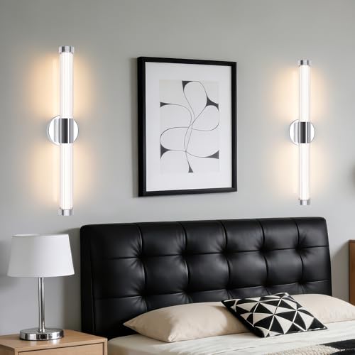 TYhogar LED Wall Lamp Indoor Wall Lamp 12W Chrome Colour Modern Hallway 60.5 cm Stair Lamp 360° Suitable for Living Room, Bedroom and Kitchen