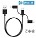 Alanda Multiple USB Charging Cable 2 Pack (5ft) 3 in 1 Multi Phone Charger Adapter with 8 Pin Lightning Cable Micro USB Cable Type-C Cable for iPhone iPad Android Phones and More