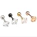 Surker 4pcs CZ Diamond Titanium Steel Hypoallergenic Ear Studs Earrings Piercing Jewelry(3mm)