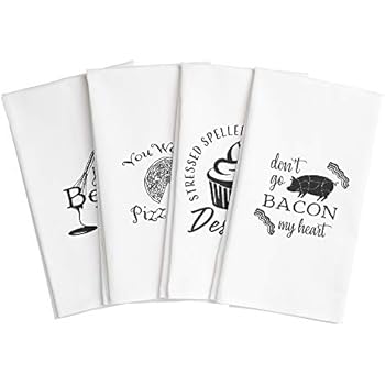 Amazon Com Cooking Up Laughs Funny Kitchen Towels Set Of 4 Hand