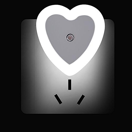 ROFISA 6PC 0.5W Plug in LED Night Light Lamp for Wall Night Light for Kids Baby Nursery Bedroom Hallway Indoor Lamp with Sensor -- (Heart-shaped)