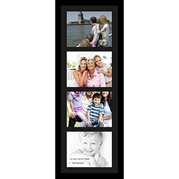 ArtToFrames Collage Photo Frame Single Mat with 4-8x10 Openings and Satin Black Frame.