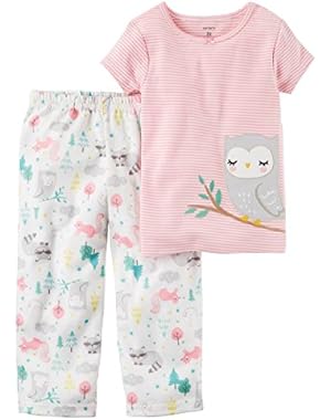 Toddler Girls' 2-Piece Cotton & Jersey PJs, Owl, Pink, 4T