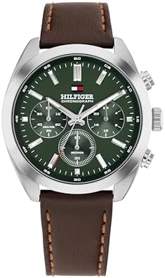 Chronograph Quarz Uhr für Herren mit Dunkel-Braunes Lederarmband - 1710719