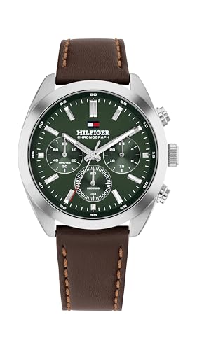 Chronograph Quarz Uhr für Herren mit Dunkel-Braunes Lederarmband - 1710719