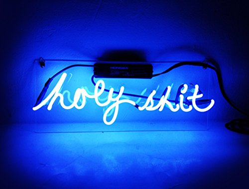 Led Beer Neon Sign Blue Light Sculpture 'Hoey Shit' for Bar Pub Billards Home Hotel Beach Cocktail Recreational Game Room 15" x 6" - Thumbnail 3