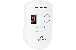 Firlarm Natural Gas Detector, Plug-in Gas Leak Detector for Home, Propane Leak Alarm for RV and Kitchen, with LED Digital Display