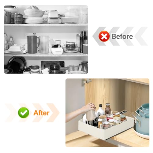 VINATO Set of 3 Removable Kitchen Drawers, Removable Drawers for Cabinets, Removable Cupboard Tray, Removable Kitchen Organizer for Storage, Mounting with Adhesive Tape or Screws