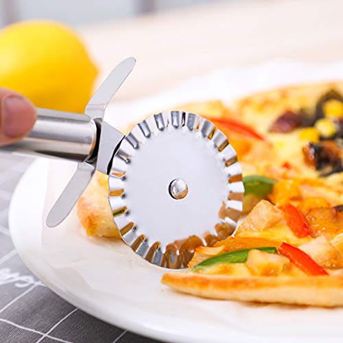 3Pcs Pizza Cutter Wheel Set, TBWHL Double Wheel Pizza Accessories Knife Pastry Pasta Dough Crimper Kitchen Pizza Tools Utensils Premium Stainless Steel - Thumbnail 4