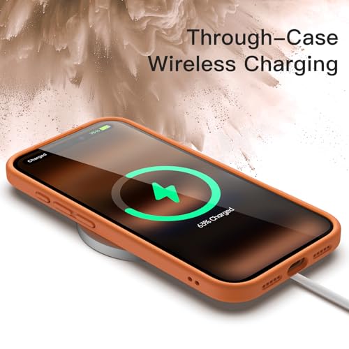 JETech Case for iPhone 17 Pro 6.3 Inch, Shockproof Case, Solid Color Matte TPU Frame, Anti-Scratch Transparent Back (Orange)