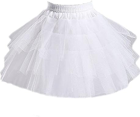 BEALEGAN Lady Wedding Flower Girl Petticoat Kids 3 Layers Underskirt Crinoline (One Size, White)