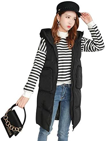 [エアバイ] パーカーロング 中綿 フェイク ダウンベスト ジレ フード付き フーディ レディース A14 M~2XL