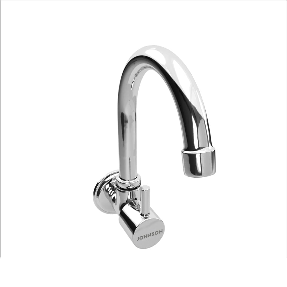 Johnson Bathrooms Coral Wall Mounted Brass Sink Cock| with 1 Wall Flange| Compact Sleek and Stylish| Faucet for Modern Kitchen| Cold Water only Kitchen Faucet 4