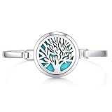 Mesinya tree of life Aromatherapy Bracelet / 316L s.steel Essential Oils Diffuser Locket bangle 7.6''-8''wrist