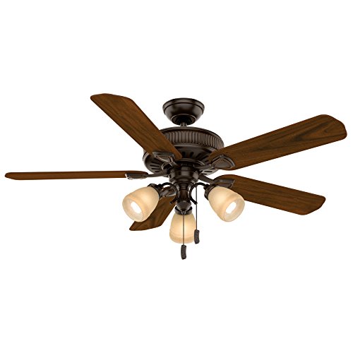 Casablanca Fan 54 inch Traditional Ceiling Fan in Onyx Bengal with a 3-Light Toffee Glass Light Kit, 5 Blade (Certified Refurbished)