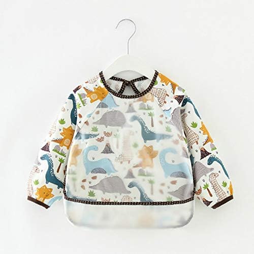 Cute Baby Bibs Toddler Waterproof Dirty Long Sleeve Bibs Cartoon Children Feeding Overalls Baby Supplies (NO.1,L(3-4Y))