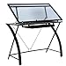 MEEDEN Glass Top Drafting Table - Tiltable Drawing Desk for Artists - Modern Craft Station with Large Working Surface - for Artwork, Graphic Design, Sketching and Tracing - Black Tempered Glass