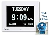 Memory Loss Digital Day Clock Calendar for Seniors and Dementia Sufferers-Large Display for Wall or Bench-Silent-Dims at Night -Shows Day Time and Date-8 Languages-8 inch