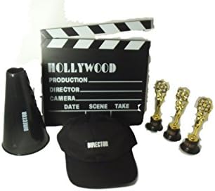 Movie Night Director's Clapboard Megaphone Cap and Trophies Bundle