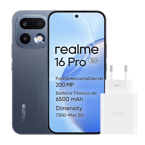 16 Pro 5G Smartphone, 8GB+256GB, Display AMOLED 144Hz 6,78", Batteria 6500mAh, Fotocamera 200MP OIS, IP69K, Ricarica Rapida 45W, Doppia SIM, Next AI, Grigio (Con Adattatore)