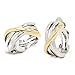 Clip on Earrings Gold Plated Two Tone Criss Cross Crossover Women Fashion