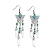 Peony.T Women' Girls' Bohemia Tribal Vintage Dangle Earrings With Turquoise Bead Inlay Nickel Free